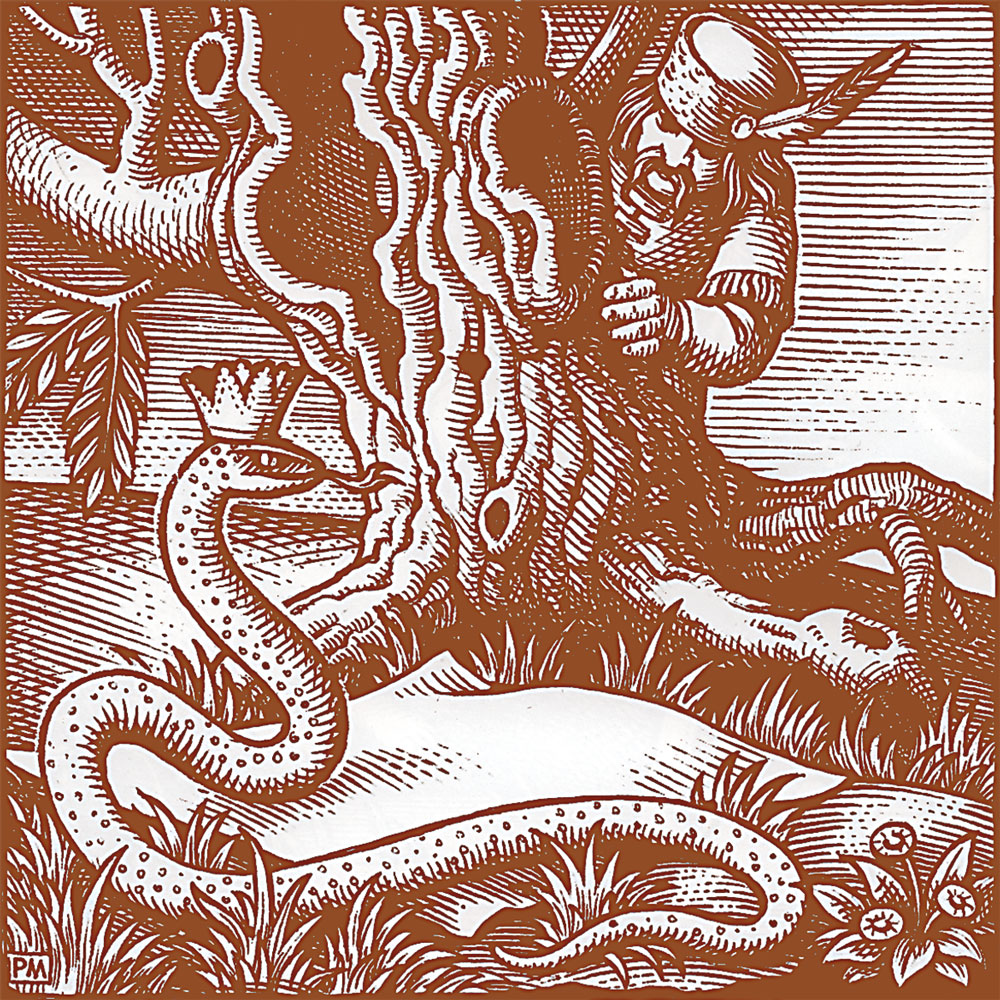Die Sage vom Spreewälder Schlangenkönig ist eine der bekanntesten aus der Spreewälder Sagenwelt, Illustration: Peter Müller, Kolkwitz